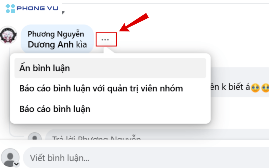 Ẩn bình luận bằng cách sử dụng thao tác thủ công