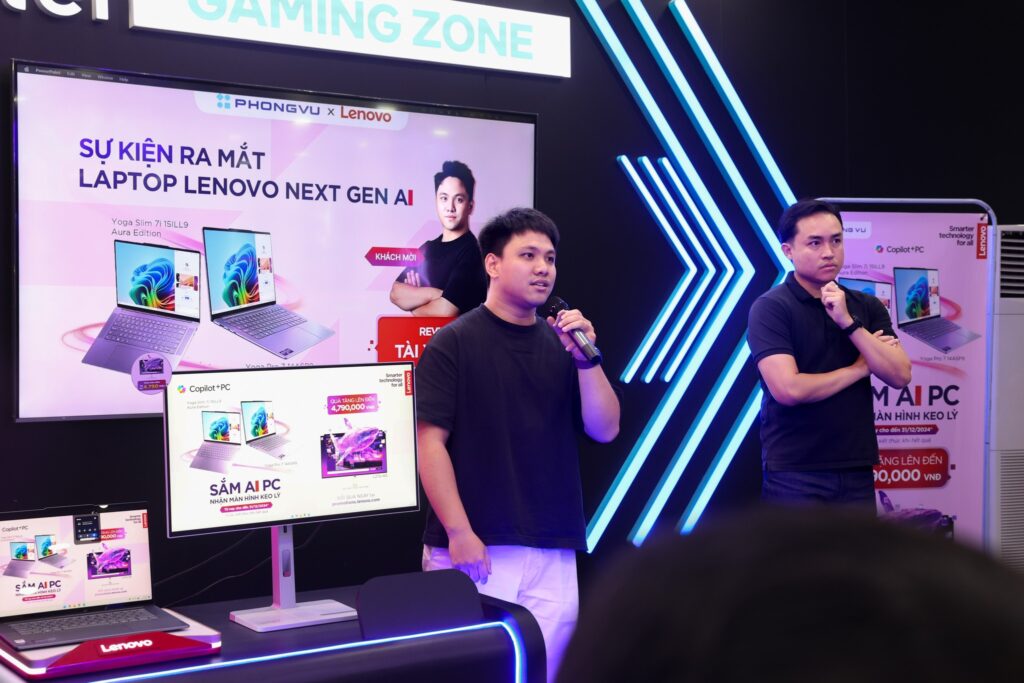 Recap sự kiện ra mắt Laptop AI Lenovo Slim 7i | Pro 7 "LENOVO NEXT GEN AI PC" tại Phong Vũ 1 Sự kiện còn có sự góp mặt của Tech Reviewer Tài Xài Tech – người đã mang đến những đánh giá chi tiết cho sản phẩm lần này