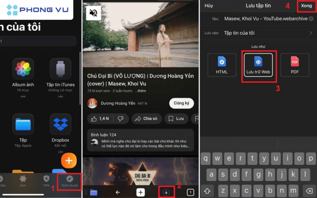 Bật mí 11+ cách tải video Youtube về điện thoại Android, iPhone 22 Nhấn chọn mũi tên tải xuống > Chọn “lưu…”, có thể lưu video dưới dạng đường link hoặc lưu trữ web > Chọn “xong” để hoàn tất tải video trên iPhone