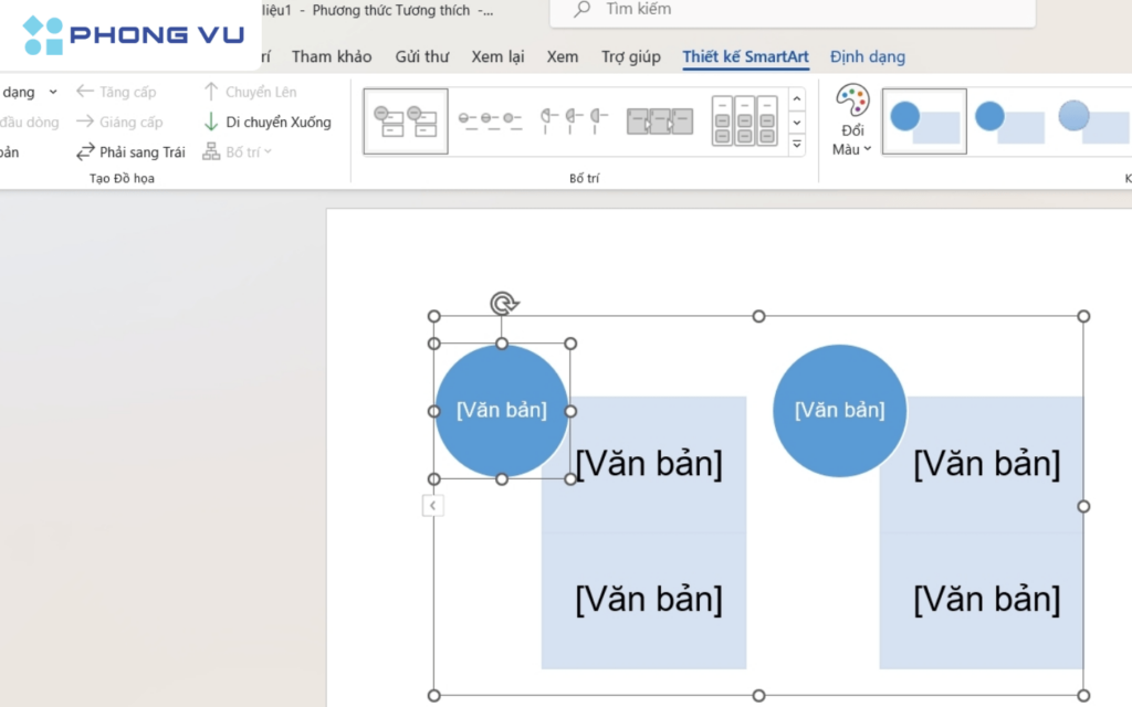 Điền text vào các ô đã được bố trí sẵn