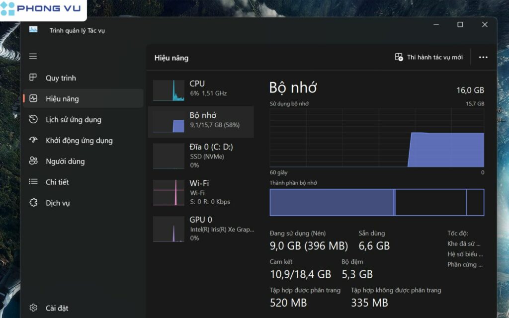 Kiểm tra qua Task Manager (Trình quản lý tác vụ)