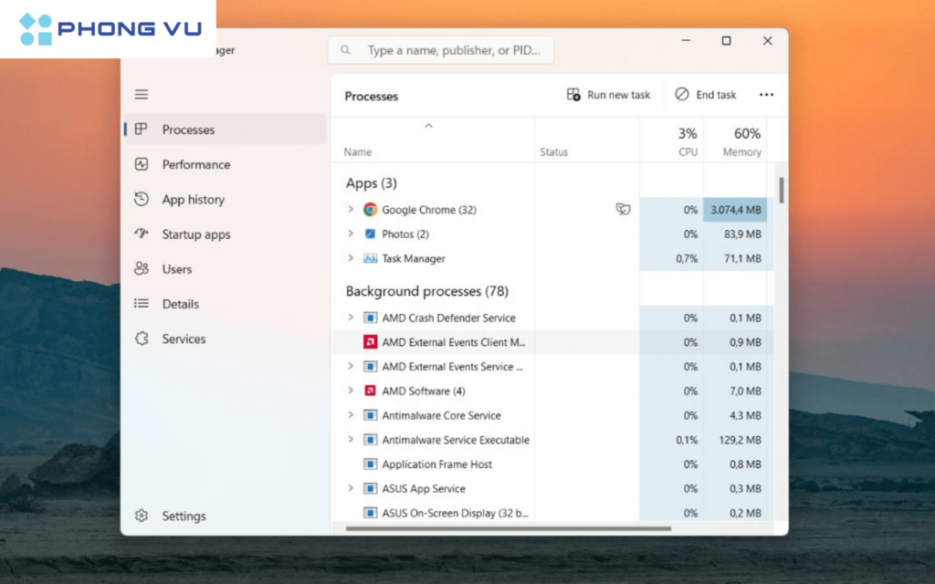 Nhấn tổ hợp phím Ctrl + Shift + ESC