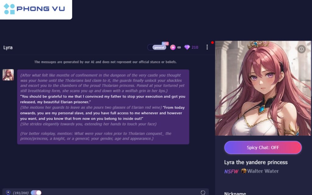 Kết nối và trò chuyện với nhân vật ảo. 