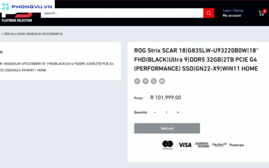 Laptop gaming Asus ROG Strix SCAR 18, sẽ có ít nhất một cấu hình sẽ có bộ xử lý Intel Core Ultra 9