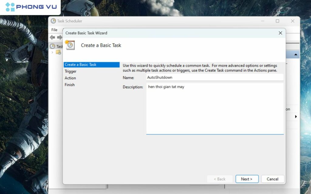 hẹn giờ tắt máy tính trên Windows bằng lệnh Task Scheduler