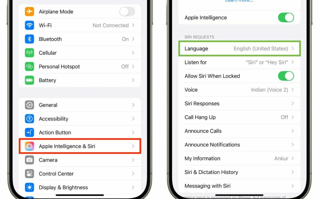 Hướng dẫn sử dụng Siri với Chat GPT chi tiết trên iPhone 3 Chuyển đổi ngôn ngữ trong Apple Intelligence & Siri