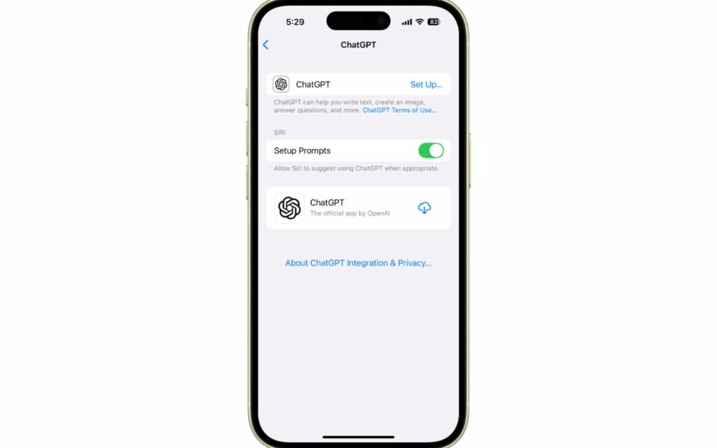 Hướng dẫn sử dụng Siri với Chat GPT chi tiết trên iPhone 4 Bật tính năng ChatGPT trên iPhone