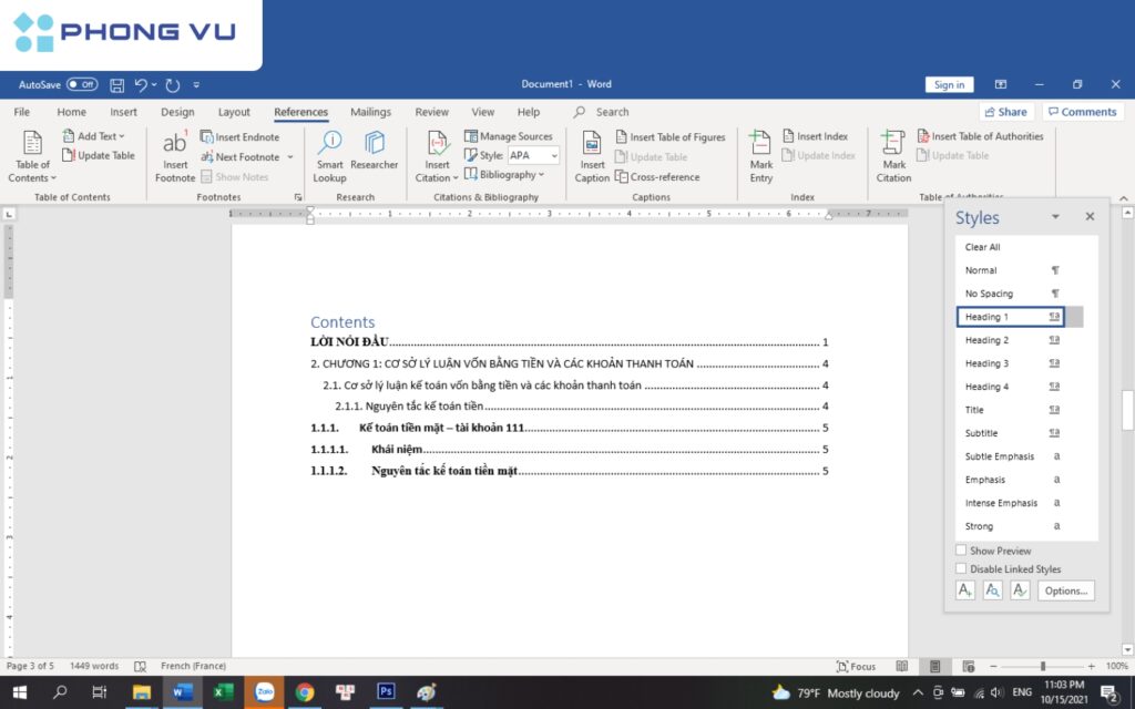 Lưu ý khi tạo dấu chấm trong Word.