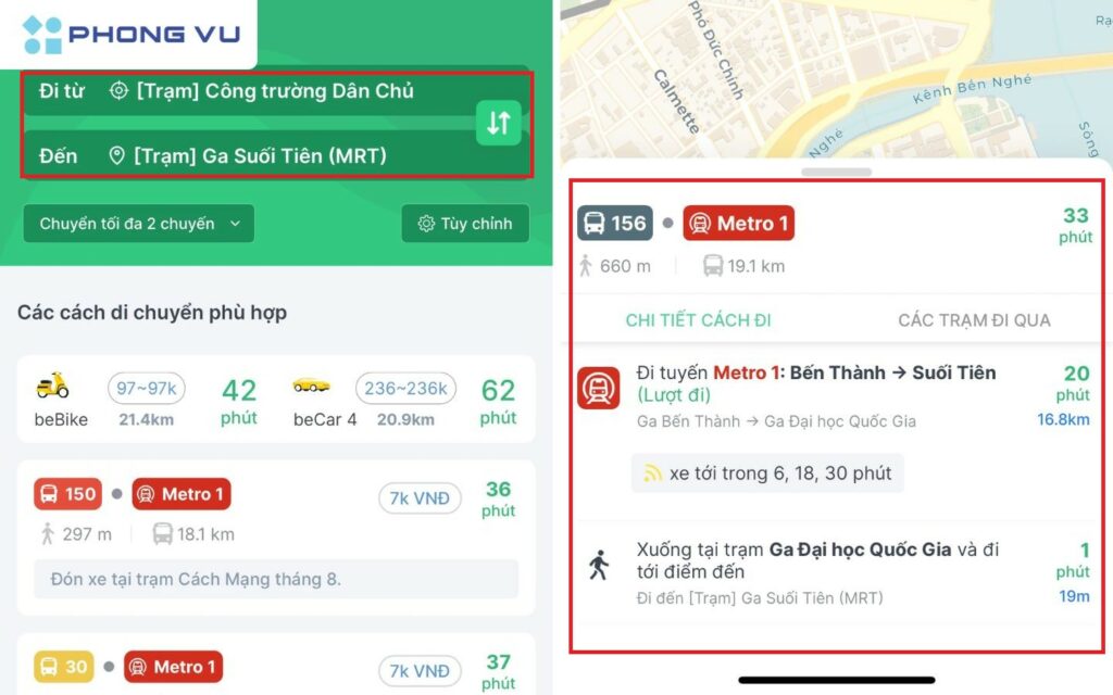 3 Cách tra cứu đường đi tuyến Metro số 1 Bến Thành - Suối Tiên 6 Hãy chọn tuyến nhà ga bạn quan tâm để xem lộ trình đi/đến của tàu Metro số 1