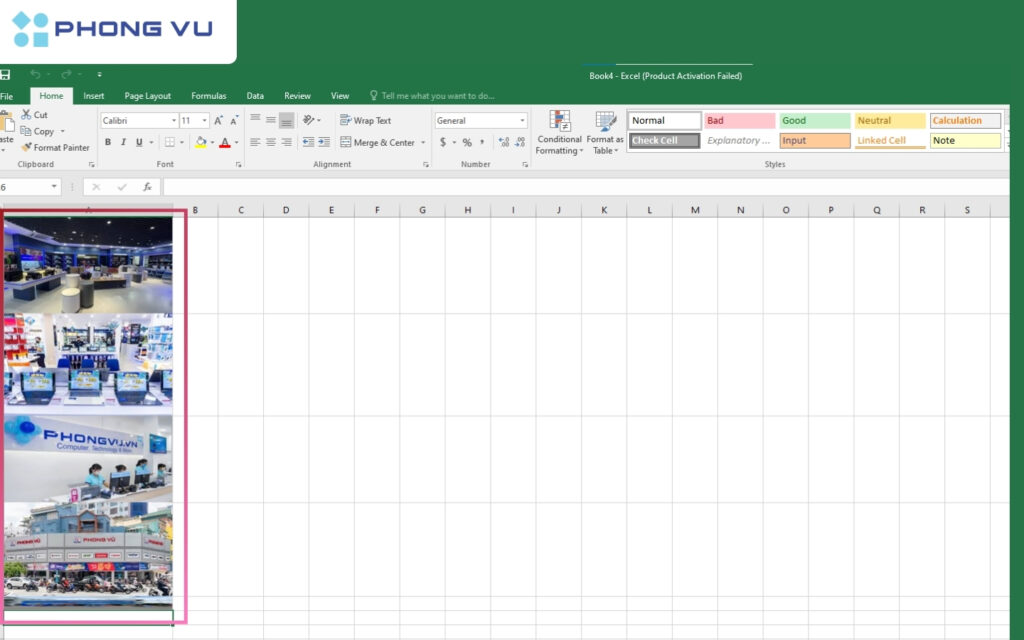Cách chèn ảnh vào Excel không cần chỉnh kích thước nhanh nhất 13 Chèn ảnh vào excel hoàn tất.