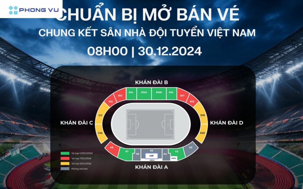 Cách mua vé chung kết AFF Cup 2024 xem tuyển Việt Nam cực dễ 1 Mở bán vé chung kết AFF Cup 2024 vào ngày 30/12/2024