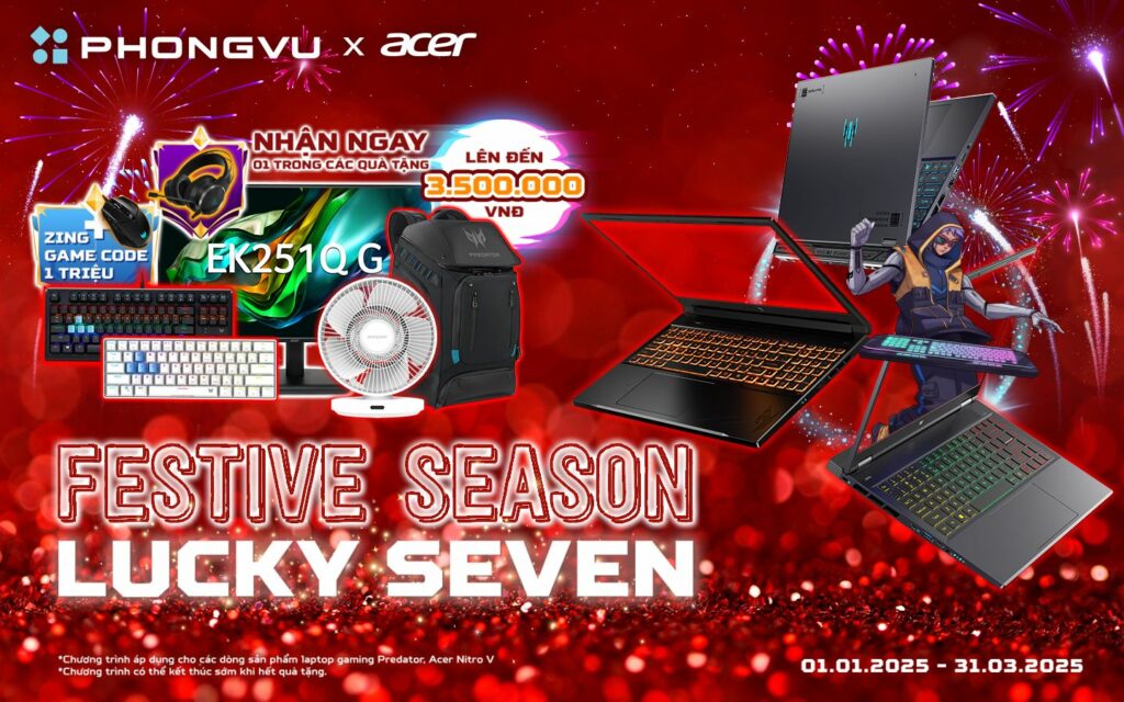 Chương trình khuyến mãi "FESTIVE SEASON - LUCKY SEVEN" được áp dụng từ 01/01/2025 đến 31/03/2025