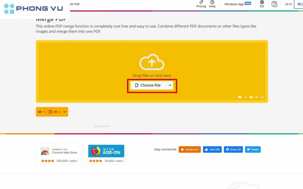  Tải file lên từ máy tính, Google Drive, hoặc Dropbox.