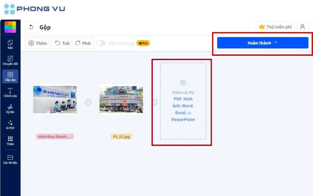 Sắp xếp file theo thứ tự mong muốn bằng cách kéo thả.