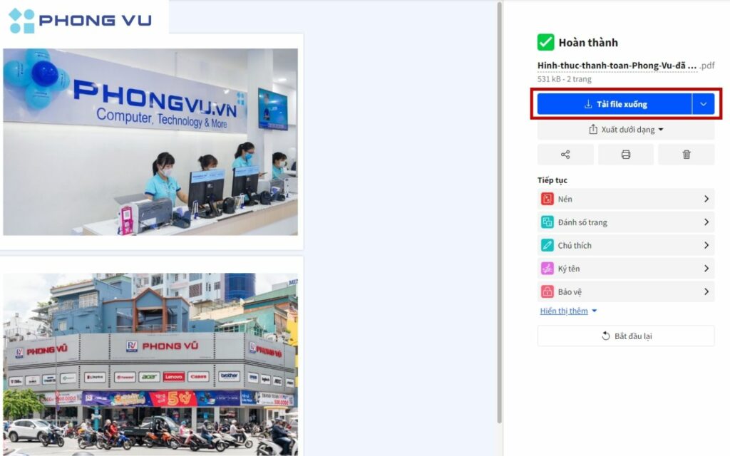 Nhấp “Hoàn thành” để bắt đầu.