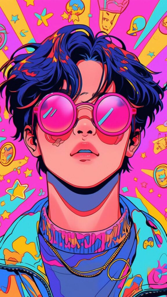 Hình nền chàng trai kính hồng phong cách retro.