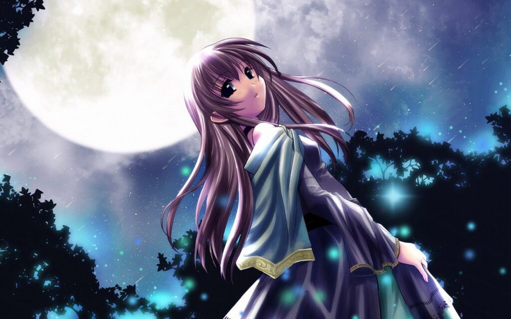 Hình nền cô gái tóc dài đứng cạnh cây thông Noel và những hộp quà xinh xắn.