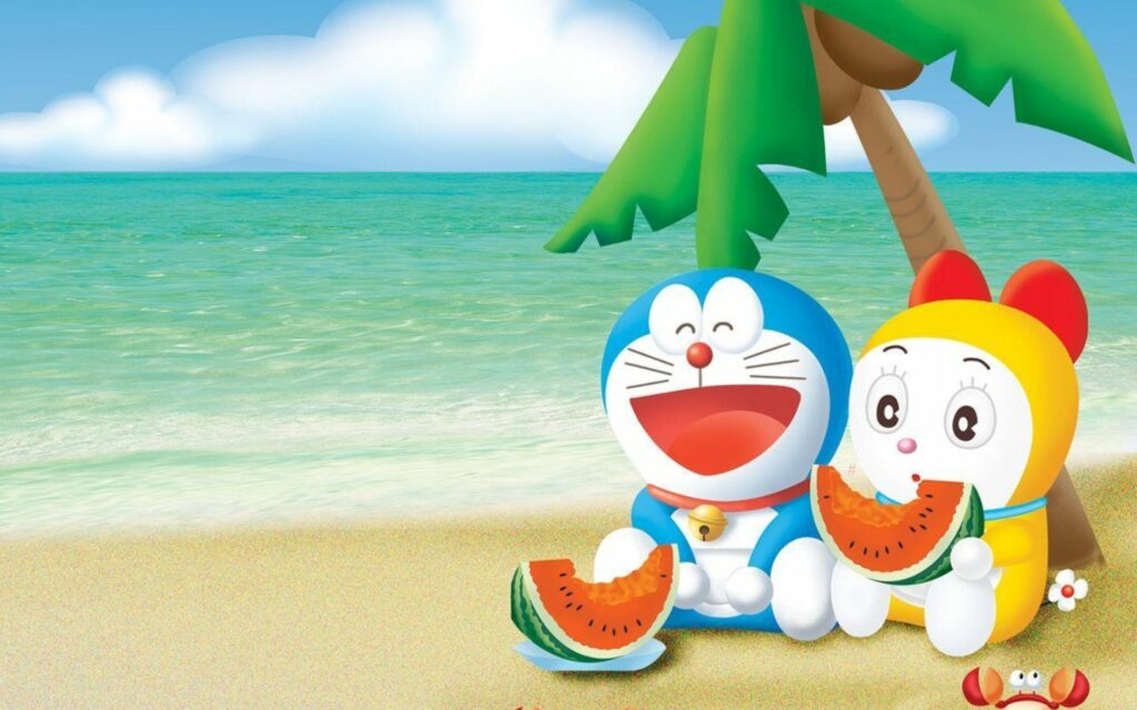 Hình nền 2 anh em nhà Dora đang ngồi bên biển.