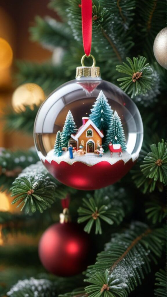 Hình nền quả cầu giáng sinh trên cây thông