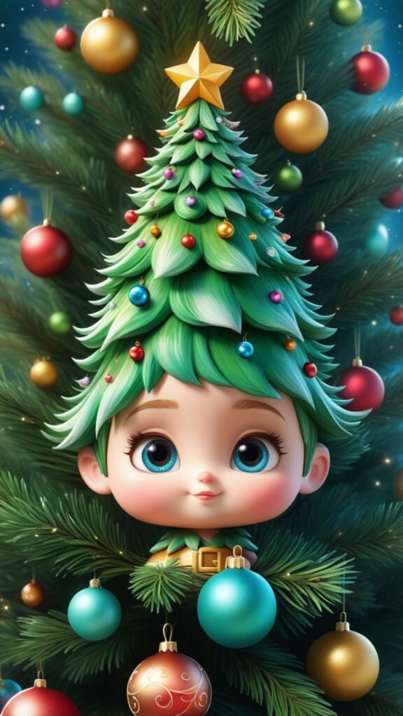 Hình nền cây thông bé dễ thương