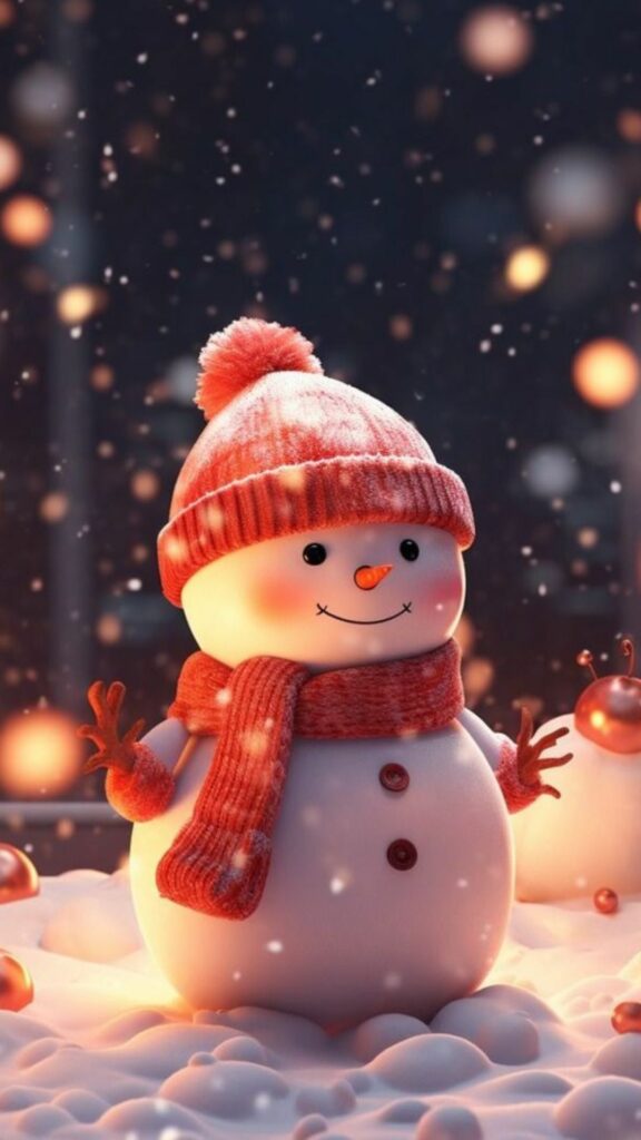 Hình nền người tuyết hồng trên nền đêm