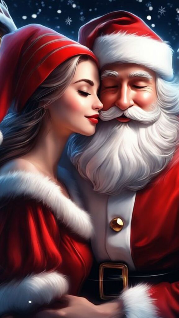 Hình nền ông già Noel và bạn nhỏ