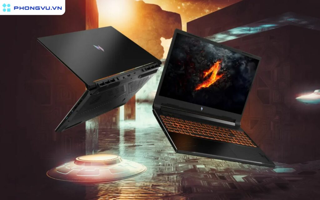 Top 6 laptop Acer AI tích hợp công nghệ AI mới nhất cực kì đáng mua 8 ACER Nitro V 16 gây ấn tượng với thiết kế gaming mạnh mẽ, tông màu Obsidian Black cùng đèn nền bàn phím cam nổi bật