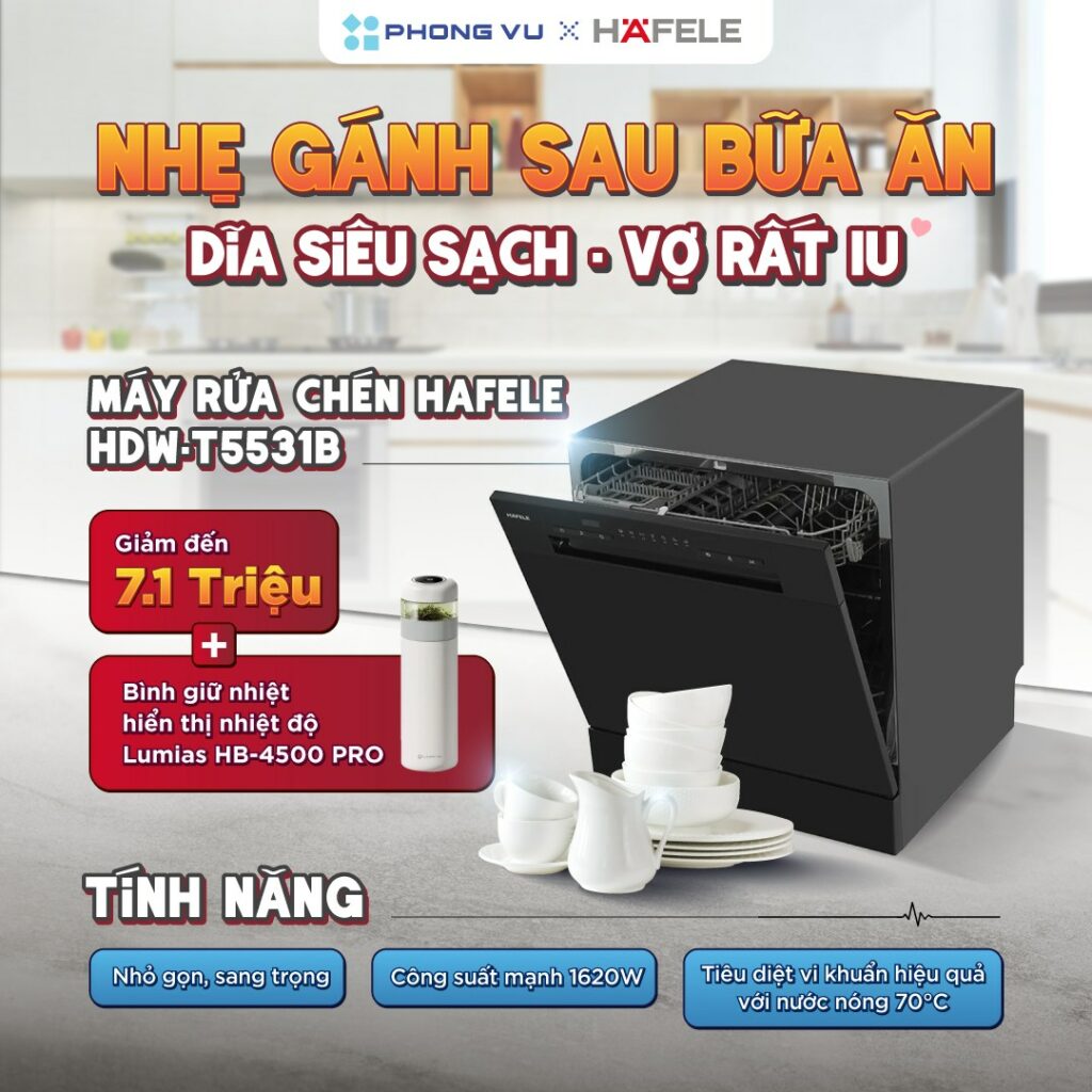 Đón năm mới, bếp thêm xinh | Sắm máy rửa chén Hafele, nhận ngay quà xịn 2 may rua chen hafele tang qua