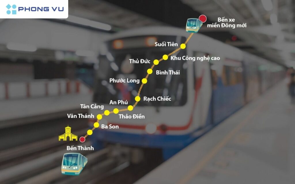Với chiều dài 19,7 km tuyến Metro Bến Thành Suối Tiên sẽ trải qua 14 nhà ga