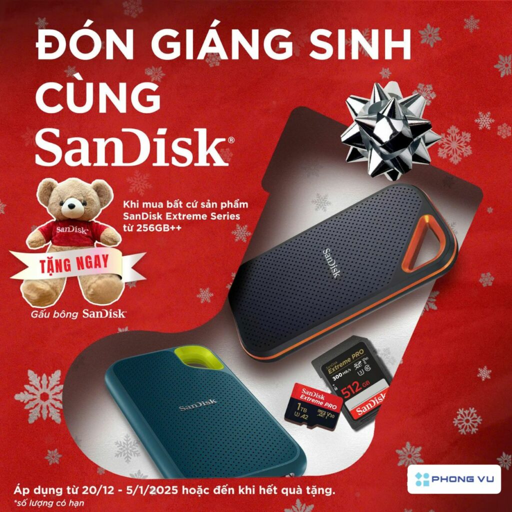 Mua ổ cứng và thẻ nhớ Sandisk tại Phong Vũ nhận gấu bông cực đáng yêu 1 mua o cung sandisk tai phong vu nhan qua