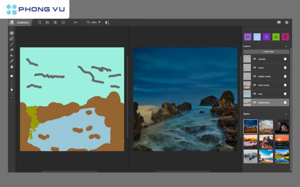 Nvidia Canvas là gì? Cách tải và sử dụng Nvidia Canvas để vẽ tranh AI 2 Vẽ tranh nghệ thuật bằng nét cơ bản