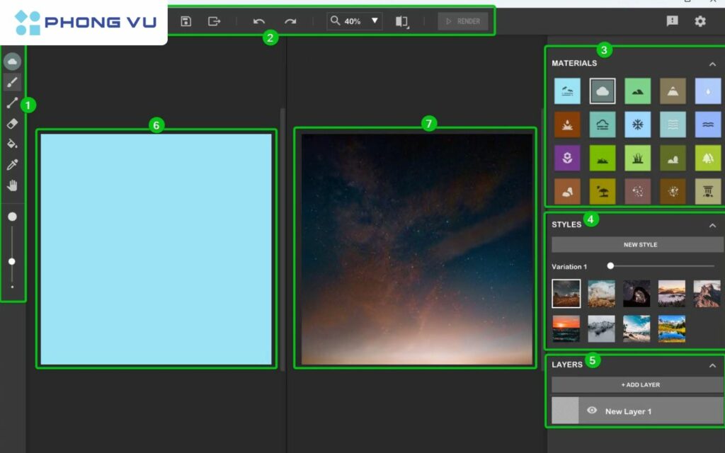 Nvidia Canvas là gì? Cách tải và sử dụng Nvidia Canvas để vẽ tranh AI 8 Giao diện của NVIDIA Canvas khá giống với các phần mềm chỉnh sửa hình ảnh khác