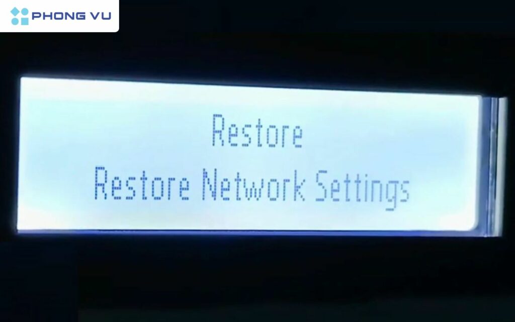 Hướng dẫn chi tiết cách reset máy in HP để sửa lỗi nháy đèn đỏ 5 Restore Network Settings khôi phục cài đặt mạng ban đầu