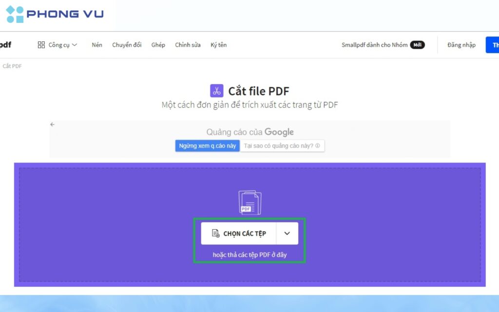 Nhấn vào nút Chọn các tệp. 