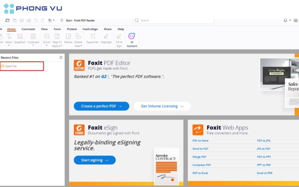 Sử dụng tổ hợp phím tắt Ctrl + O để mở tệp PDF.
