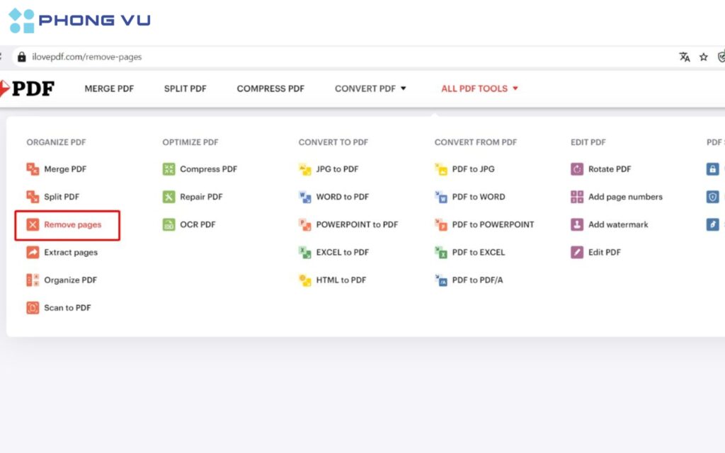 Truy cập vào trang web I Love PDF.