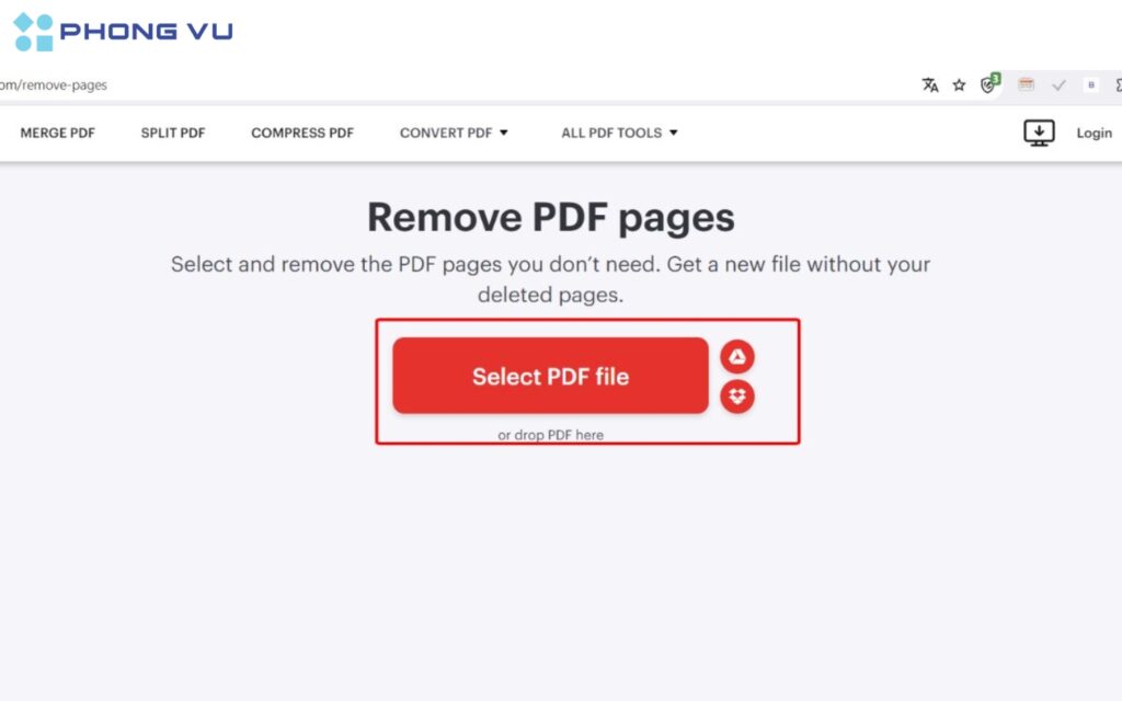 Nhấp vào nút "Select PDF file".