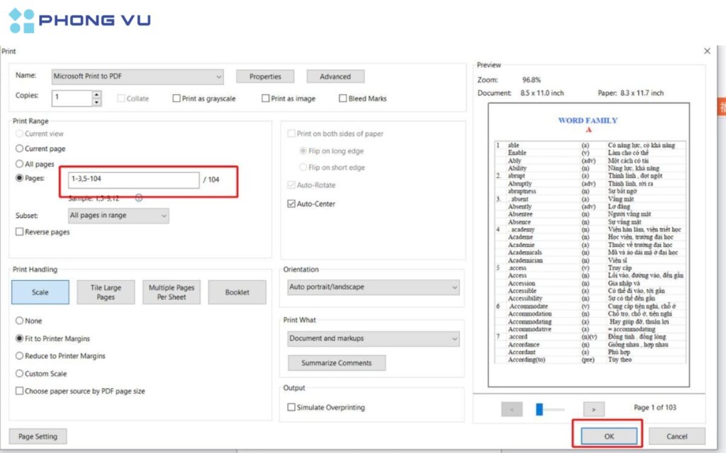  Nhấn OK để bắt đầu quá trình tạo tệp PDF mới.