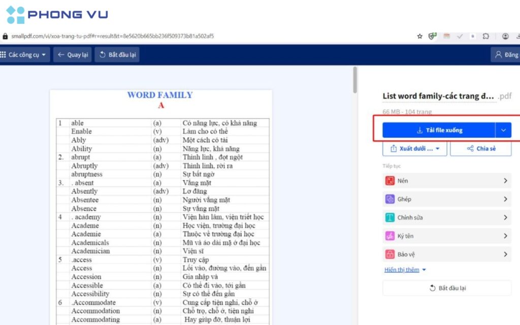 Nhấn "Save" để lưu tệp PDF đã chỉnh sửa.