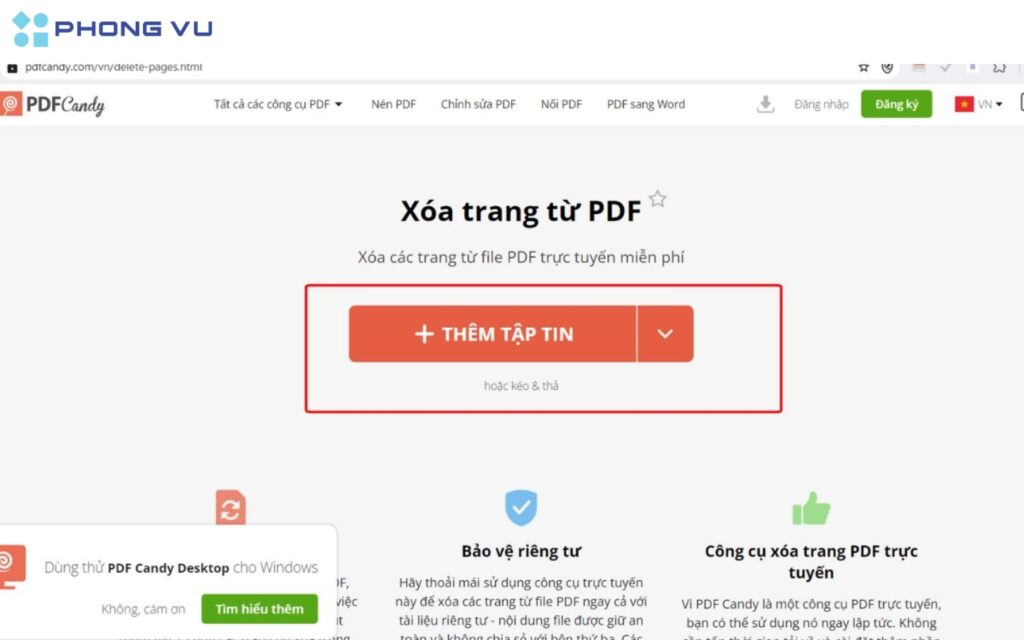 Nhấn vào nút "Thêm tập tin".