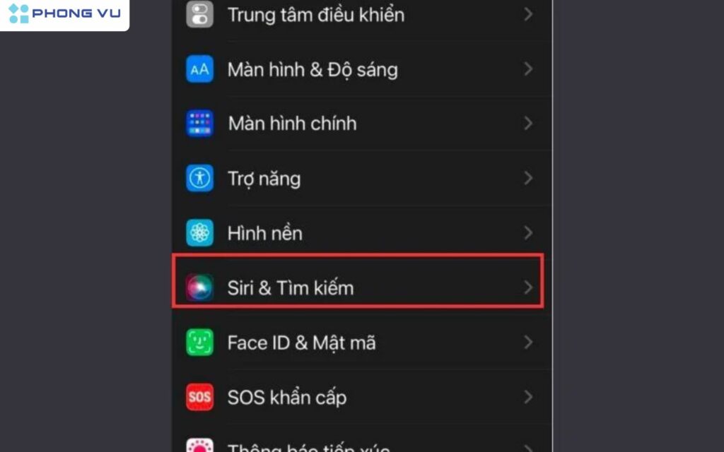 Vào cài đặt > chọn Siri & tìm kiếm
