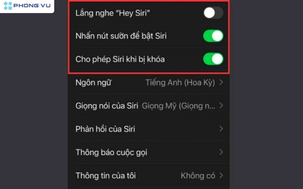  Bật các tính năng của Siri