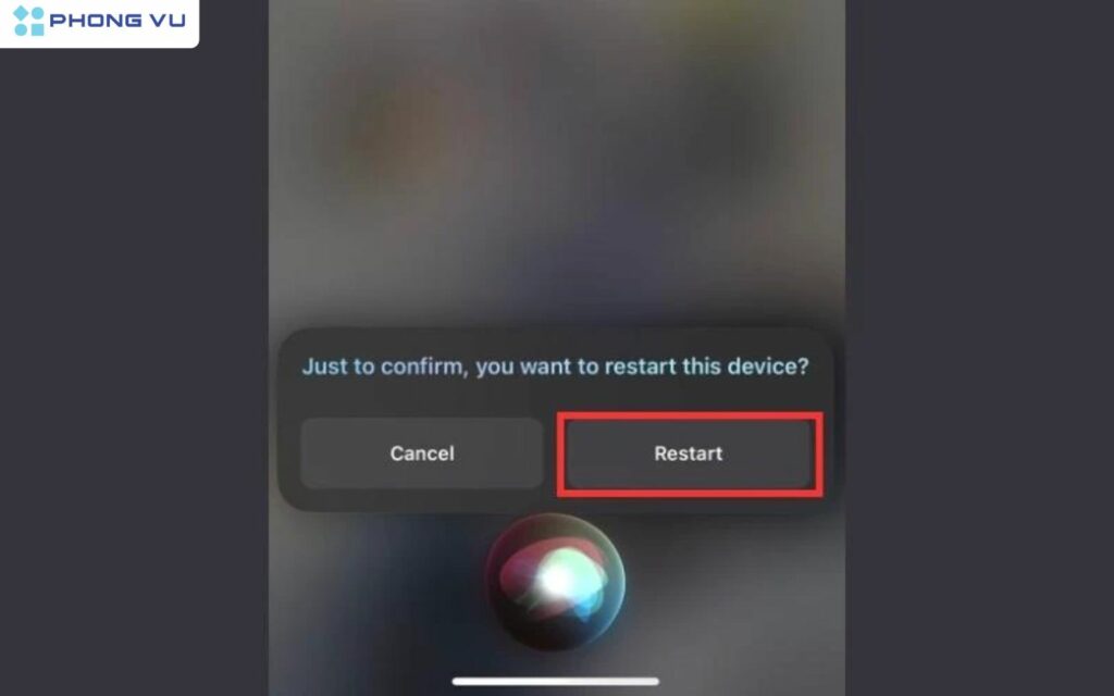 Nói restart để khởi động lại
