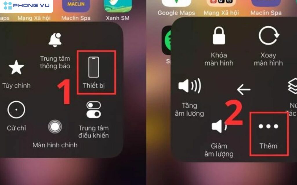 Mở nút home > Chọn thiết bị > Chọn mục thêm