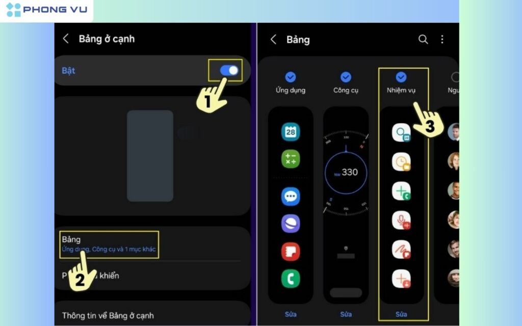 Hướng dẫn cách chụp màn hình Samsung bằng sử dụng bảng điều khiển cạnh (Edge Panel)
