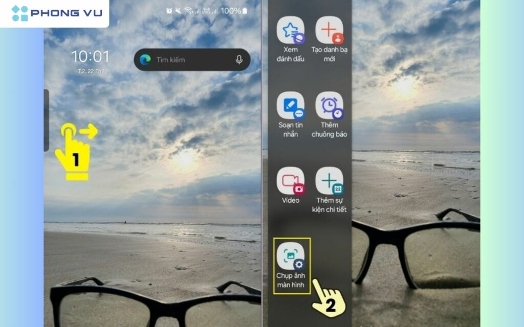 Chi tiết cách chụp màn hình Samsung bằng sử dụng bảng điều khiển cạnh (Edge Panel)