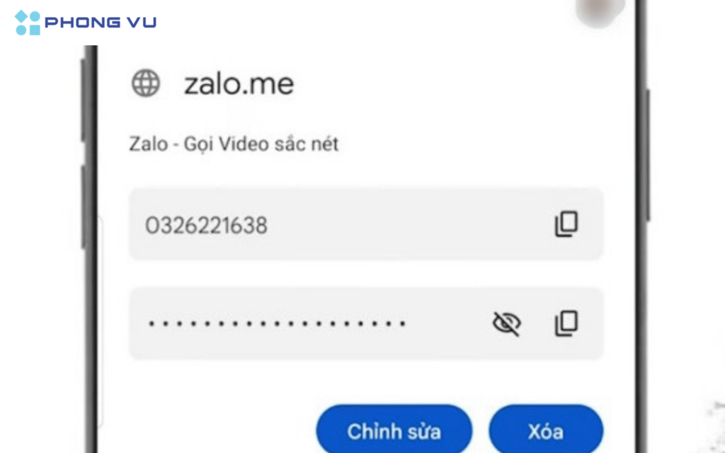 Nhấn vào biểu tượng con mắt để hiển thị mật khẩu