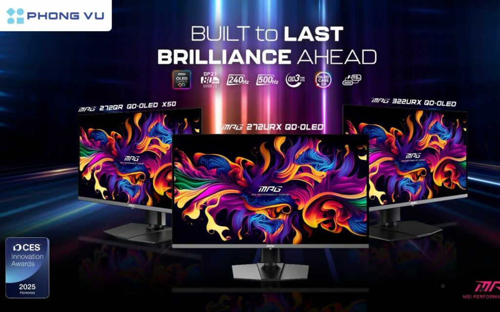 MSI trình làng màn hình 27” 4K 240Hz và 27” QHD 500Hz QD-OLED với những cải tiến vượt bậc