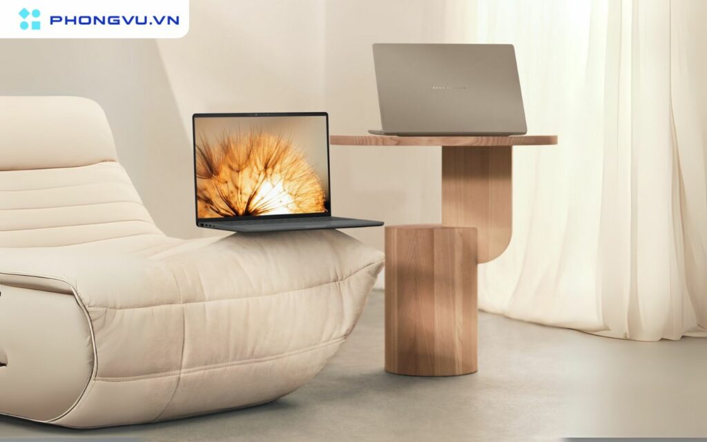 Zenbook A14 sở hữu thiết kế siêu mỏng nhẹ, với trọng lượng chỉ 0.99 kg, nhẹ hơn gần 0.25 kg so với MacBook Air M3 hiện tại