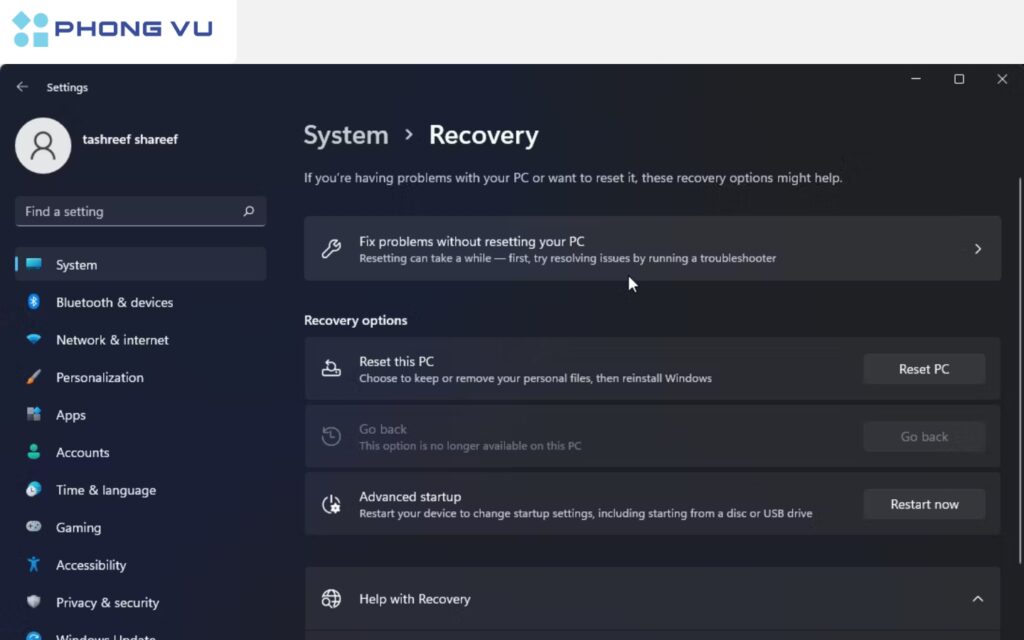 Chọn mục System.